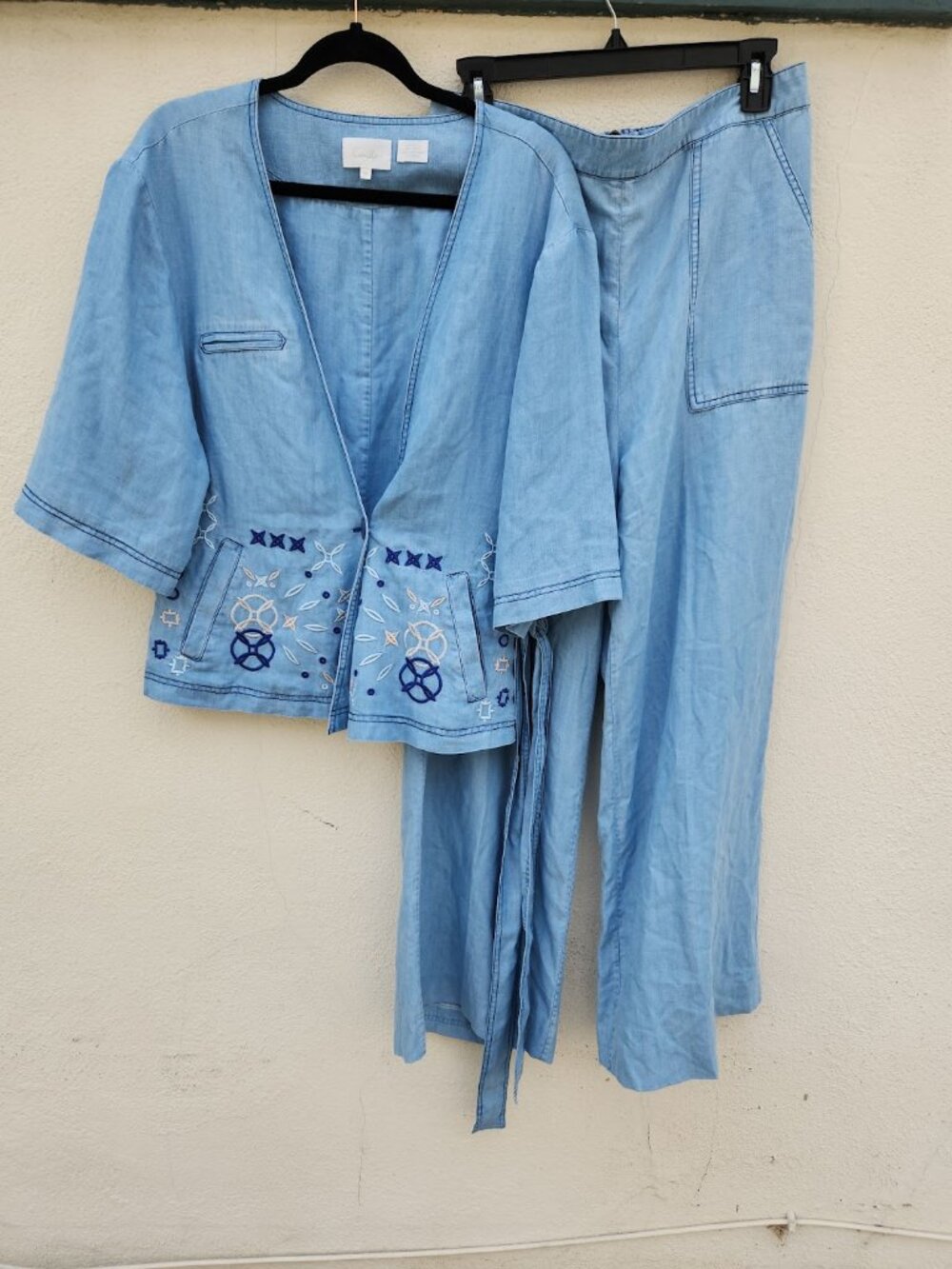 CAMILLA Embroidered Chambray Kimono Jacket and Pants Set - Picture 2 of 10